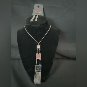 Natural color stone long necklace